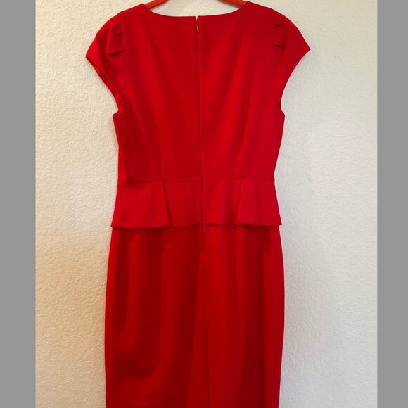 NWOT J.Crew Red Wool Peplum Dress - Picture 8 of 11